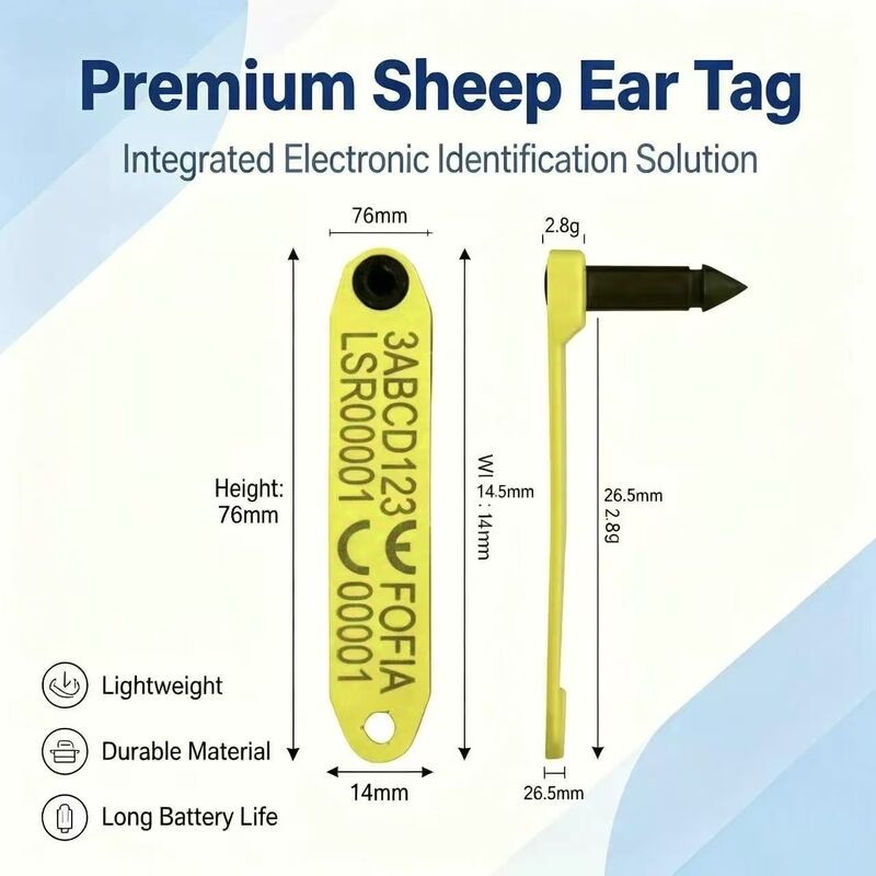 New Fofia High-Temperature Resistant Integrated Anti-Shedding Electronic T969 Yellow Sheep RFID Laser-Coded Animal Tracking Tag