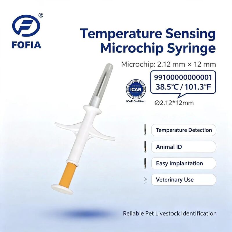 ICAR Certified Fofia New Temperature-sensing RFID Bio-glass White HT001 Animal ID Waterproof Microchip for Pets 1.5 Year