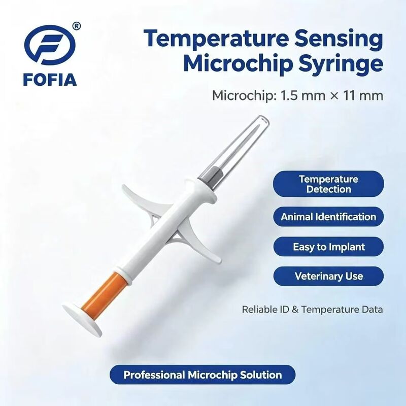 ICAR Certificated Fofia New Temperature-sensing Hot Microchip RFID PP Animal ID Waterproof for Dog & Cat Pets 1.5 Year Warranty
