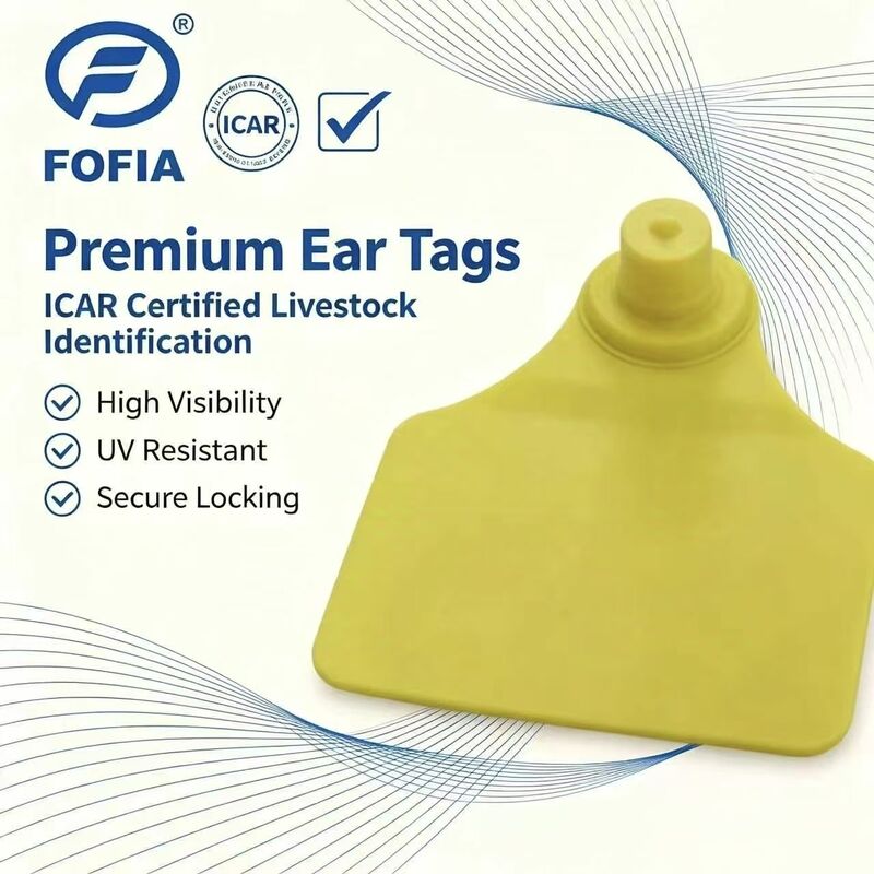 ICAR Fofia T904 Animal Ear Tag Chip New High Quality RFID TPU Laser Coding 3 Year Warranty Farm-Use Cattle Sheep Tracking 0.01g
