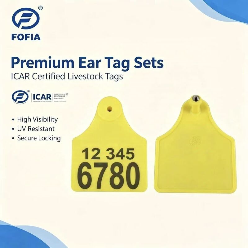ICAR T904+T905 Combination Animal Tracking Ear Tag New High Quality RFID Plastic TPU 70*57mm Laser Coding 3 Year Warranty Farm