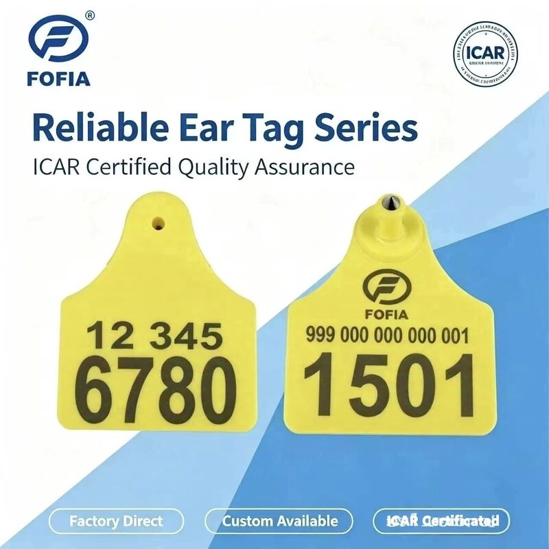 ICAR T904+T905 Combination Animal Ear Tag New High Quality RFID Plastic TPU 70*57mm Laser Coding 3 Year Warranty Animal Tracking