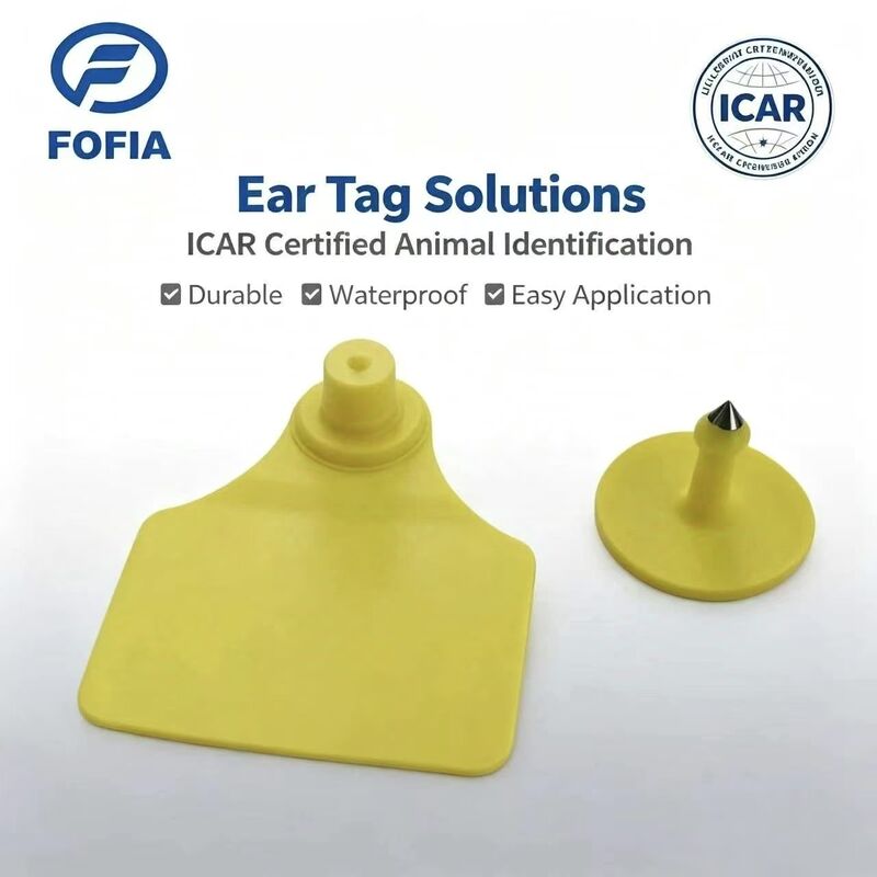 Durable Waterproof ICAR Fofia T904 +T901 Animal Ear Tag Chip RFID TPU Laser Coding 3 Year Warranty Cattle Tracking