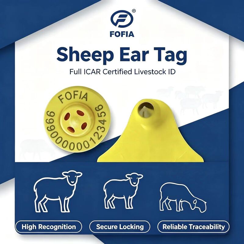 Waterproof Fofia ET957+T967 Sheep Goat Combination Animal Electronic Tracking Ear Tag New High Quality RFID TPU Laser Coding