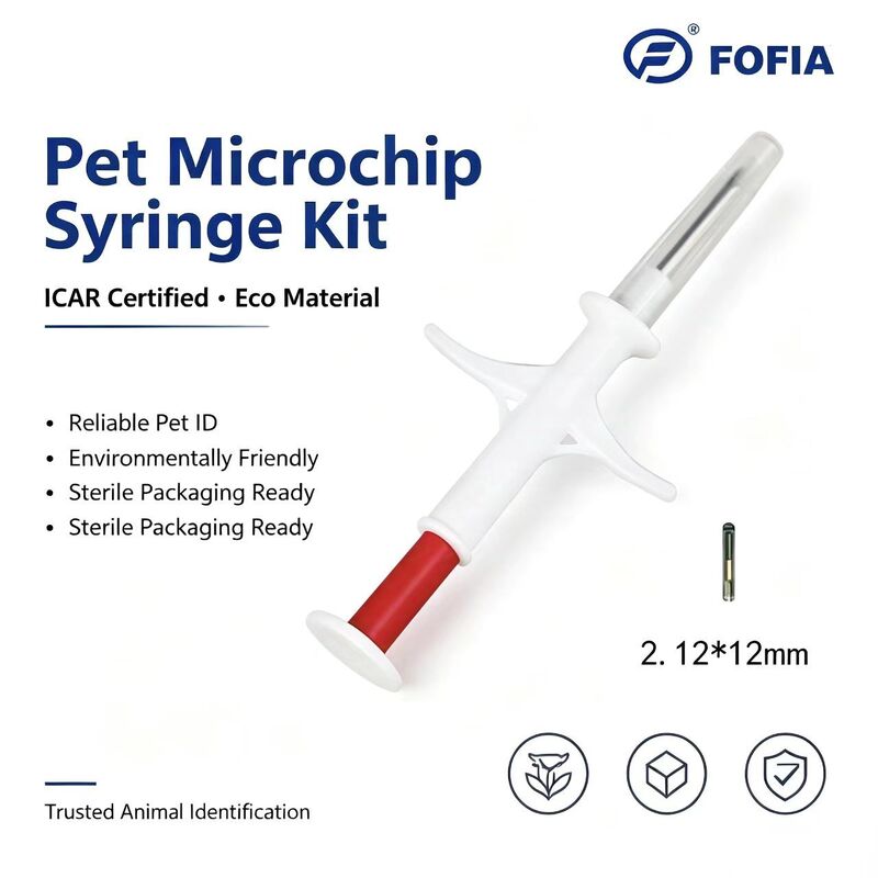 Waterproof Fofia New ICAR Certified RFID 134.2kHz PP Animal ID Microchip Waterproof for Pets 1.5 Year Warranty Cat Dog Use