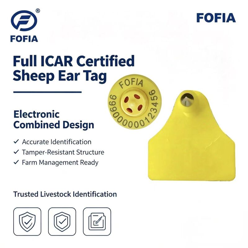 Durable Waterproof Goat Sheep Electronic Animal Tracking Ear Tag New High Quality RFID TPU Laser Coding 3 Year Warranty Fofia