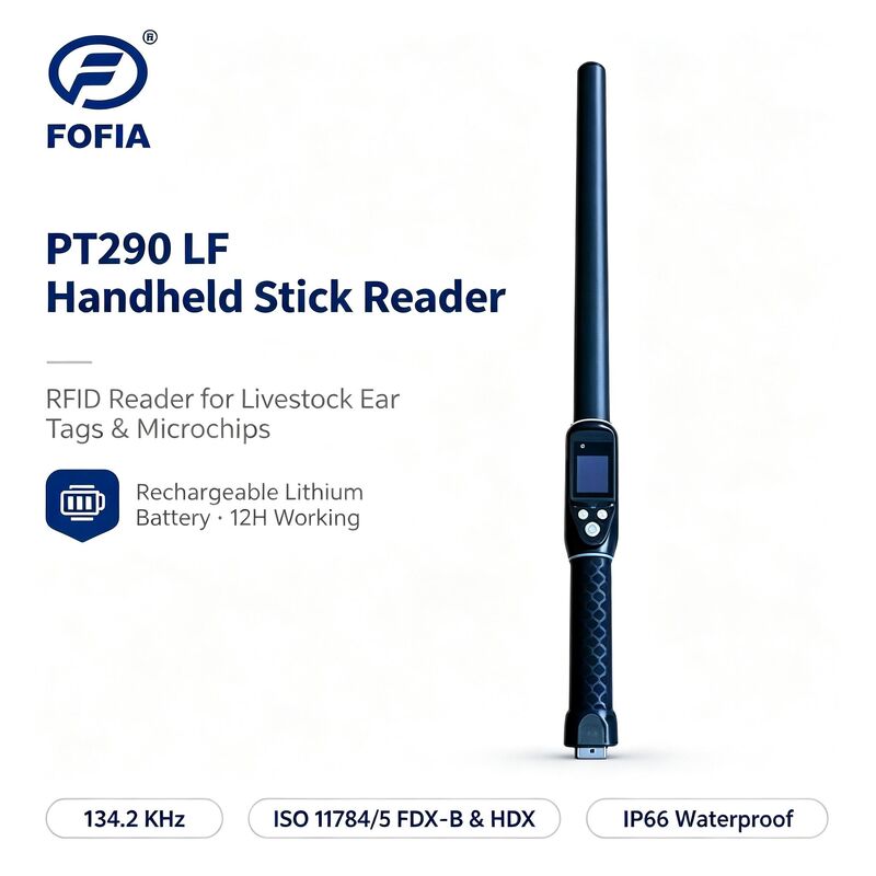 Durable Waterproof Long Range 134.2kHz RFID Ear Tag Reader ISO11784/5 Protocol 30-100cm Reading Distance PVC Material for