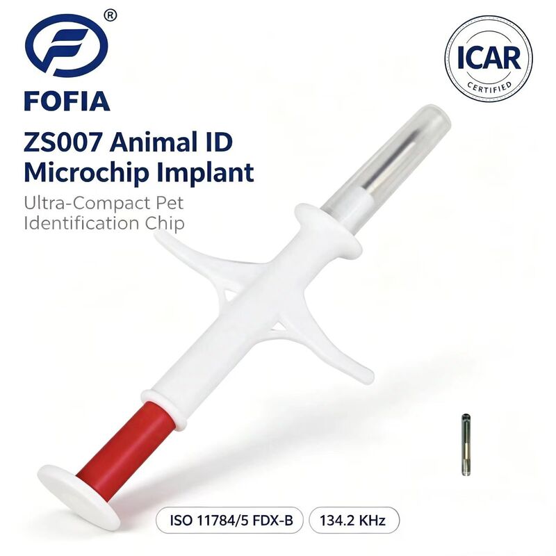 FOFIA New RFID 134.2kHz Animal Microchip FDX/EM4305 IP67 Waterproof Pet Livestock Pet Ear Tag Injection PP