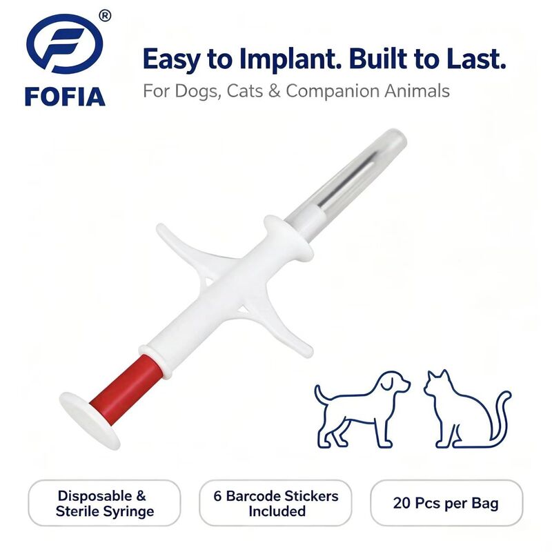 Waterproof Fofia New ICAR Certified RFID 134.2kHz PP Animal ID Microchip Model ZS006 1.5 Year Warranty Cat Dog Use