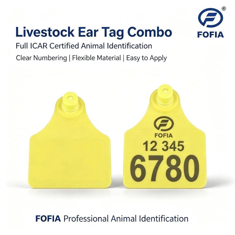 ICAR T904+T905 Combination Cattle Animal Tracking Ear Tag New High Quality RFID Plastic TPU 70*57mm Laser Coding 3 Year Warranty