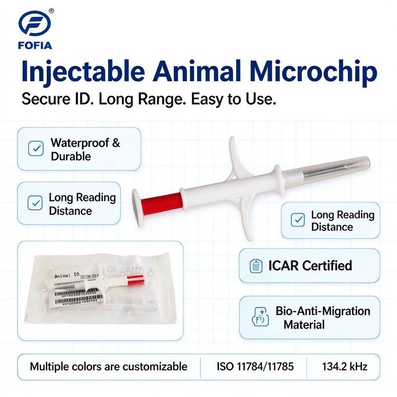 Fofia RFID Injectable Animal Microchip 134.2 kHz ISO 11784 11785 Waterproof 2.12 X 12 mm Pet Identification