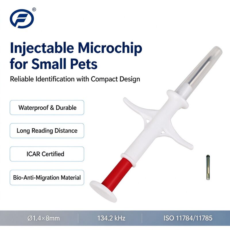RFID Injectable Animal Microchip 134.2 kHz FDX EM4305 1.4 X 8 mm IP67 Waterproof ICAR Certified Pet Identification Tag