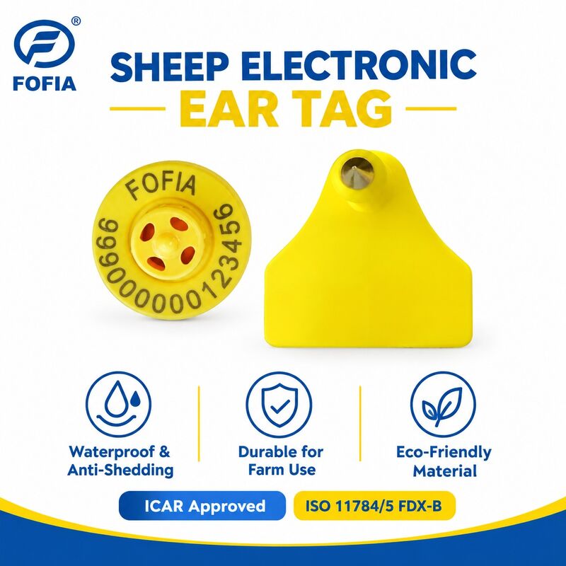 ICAR Certificated Fofia ET957 T967 RFID Electronic Animal Tracking Ear Tag TPU Laser Coded Goat Sheep Farm