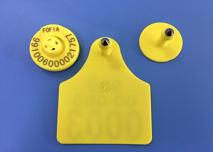 Custom Long Range UHF Electronic Ear Tags Barcode RFID Animal Tag For