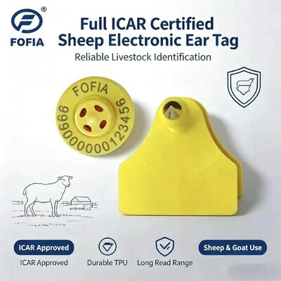Fofia ET957+T967 Sheep Goat Cattle Animal Combination Electronic Farm Tracking Ear Tag New High Quality RFID TPU Laser Coding 3