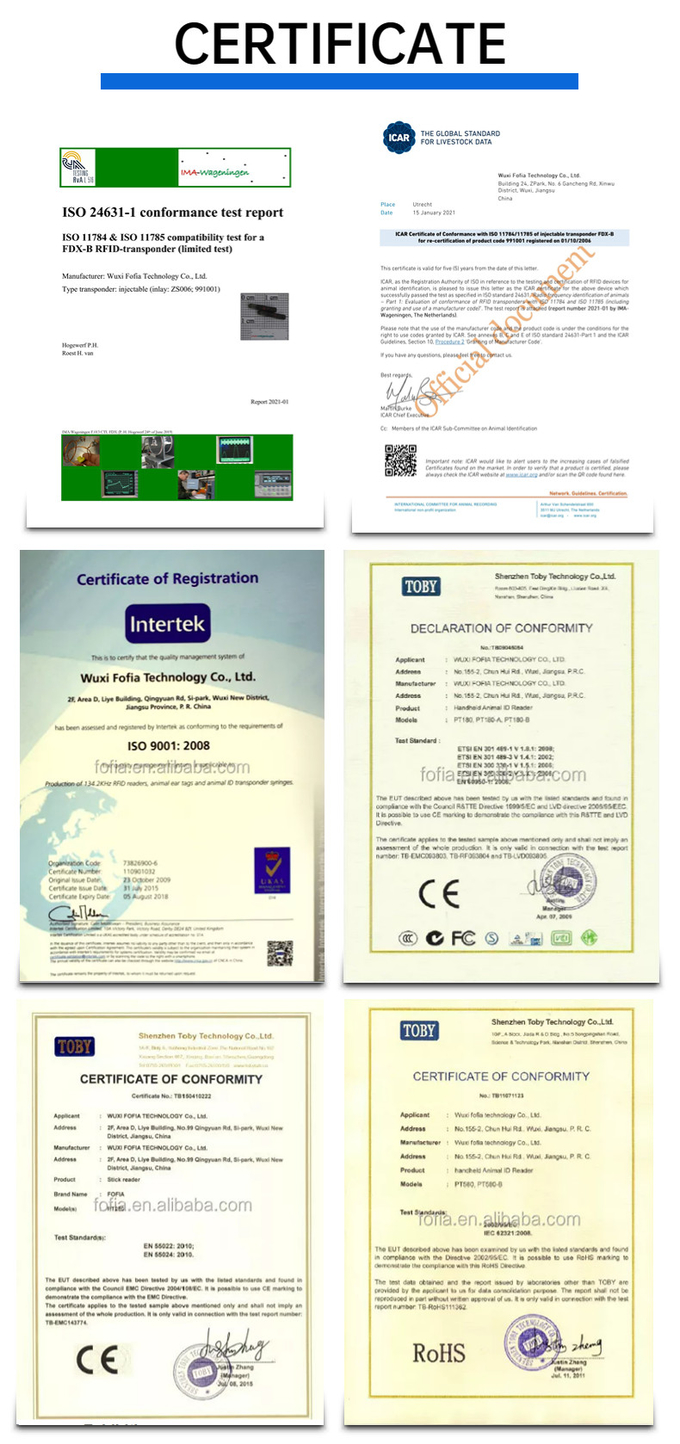 Injectable Transponders Pet Identification Microchip Implant For Dogs